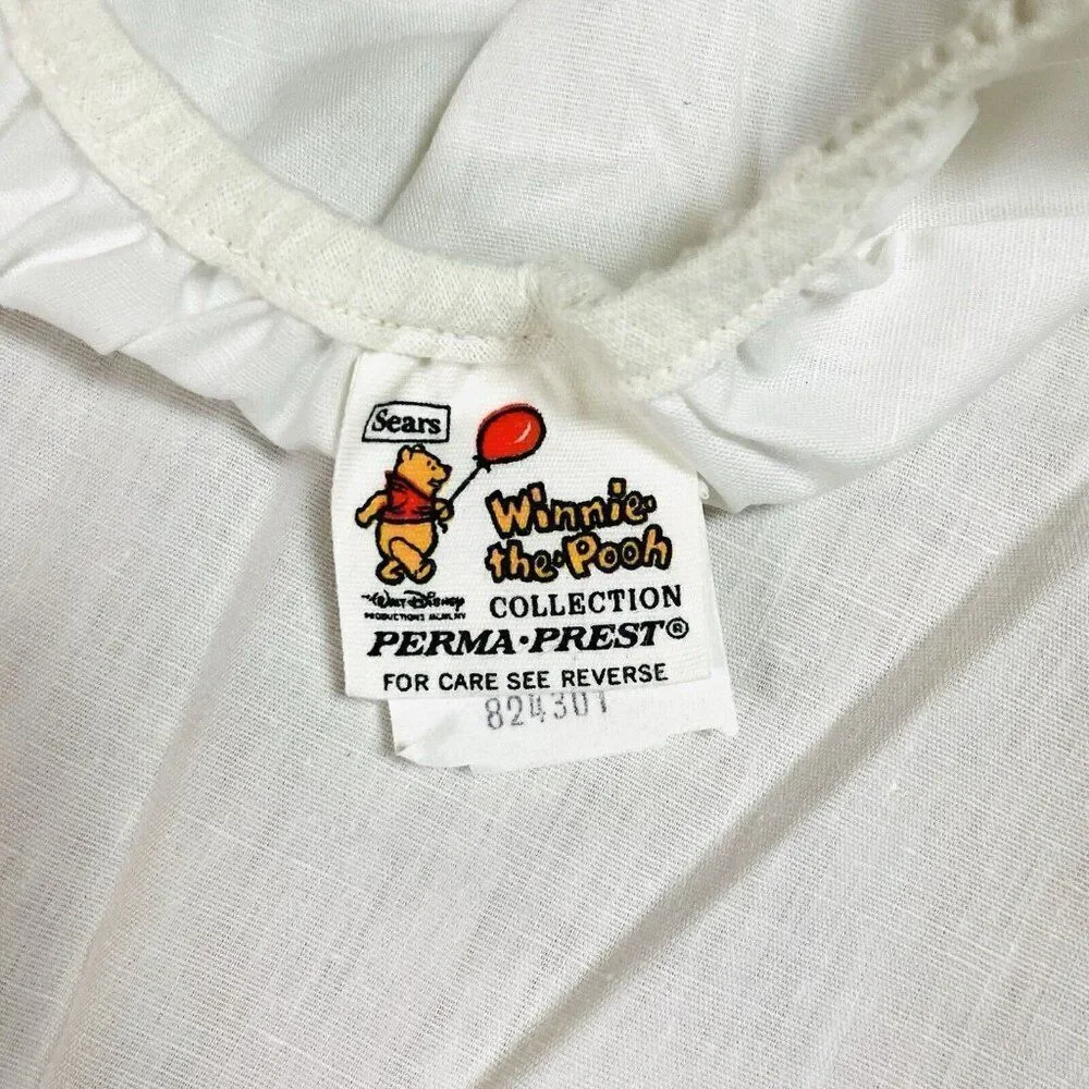 RARE Vintage 1970s Sears Winnie the Pooh Cotton Blend TWIN Semi Fitted Top Sheet